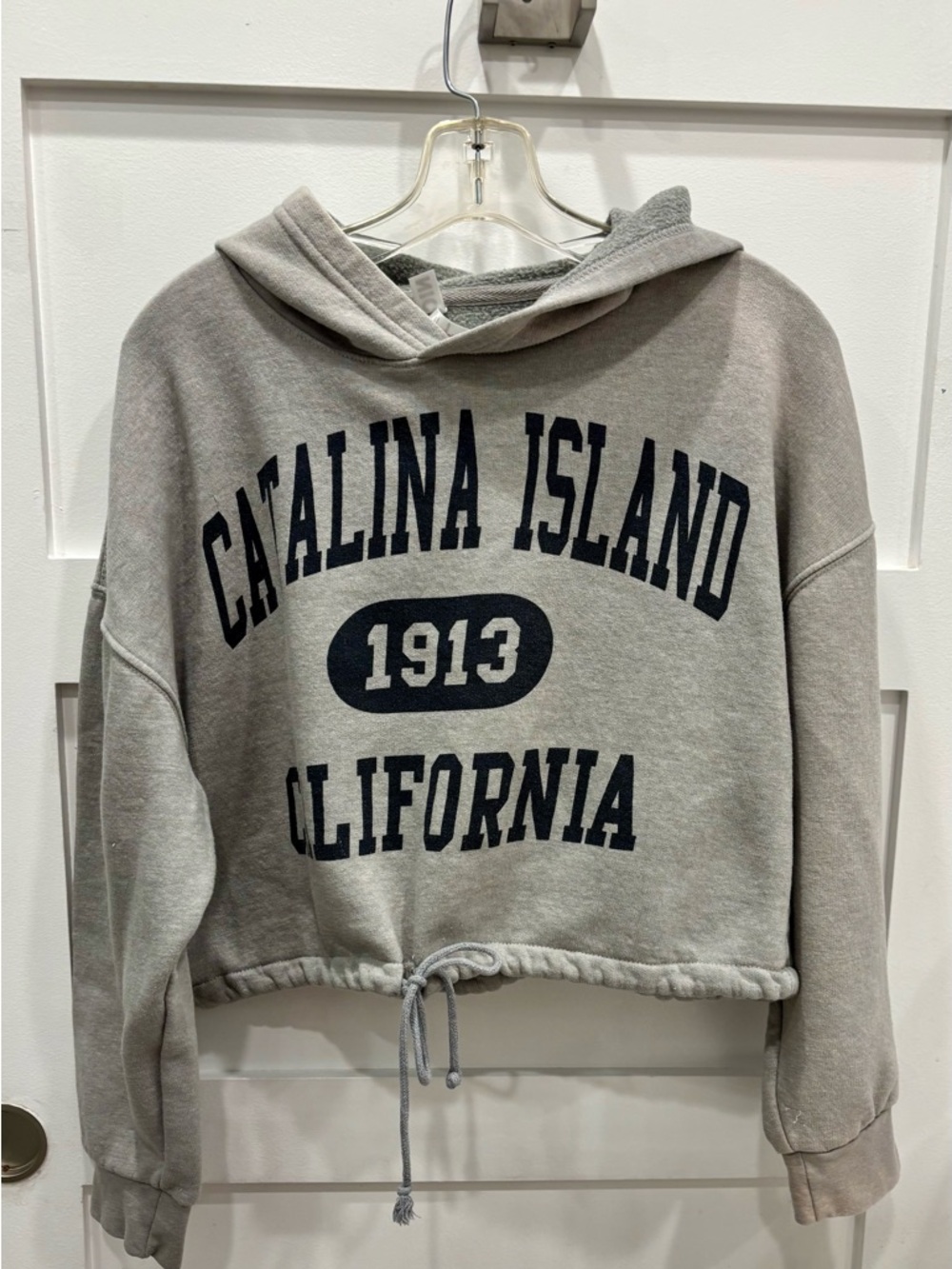 Catalina Island 1913 Gray Cropped Hoodie Sweatshirt